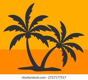 Coconut tree illustration. Flat style coconut tree design. Summer theme palm tree.beach.