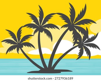Coconut tree illustration. Flat style coconut tree design. Summer theme palm tree.beach.