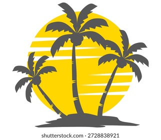 Ilustración de árbol de coco. Diseño de árbol de coco de estilo plano. Tema de verano palmera.beach.