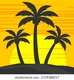 Ilustración de árbol de coco. Diseño de árbol de coco de estilo plano. Tema de verano palmera.beach.