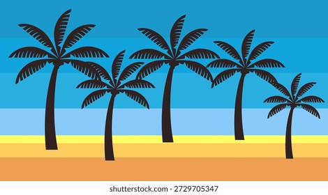 Ilustración de árbol de coco. Diseño de árbol de coco de estilo plano. Tema de verano palmera.playa.