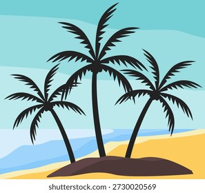 Ilustración de árbol de coco. Diseño de árbol de coco de estilo plano. Tema de verano palmera.playa.