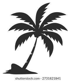 Ilustración de árbol de coco. Diseño de árbol de coco de estilo plano. Silueta del árbol de coco del tema de verano palm tree.beach.coconut