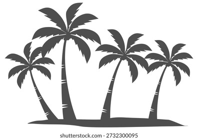 Ilustración de árbol de coco. Diseño de árbol de coco de estilo plano. Silueta del árbol de coco del tema de verano palm tree.beach.coconut