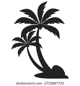 Ilustración de árbol de coco. Diseño de árbol de coco de estilo plano. Silueta del árbol de coco del tema de verano palm tree.beach.coconut
