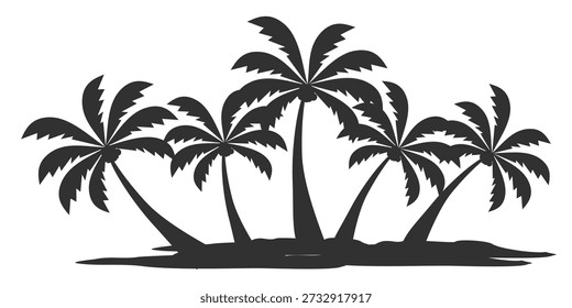 Ilustración de árbol de coco. Diseño de árbol de coco de estilo plano. Silueta del árbol de coco del tema de verano palm tree.beach.coconut