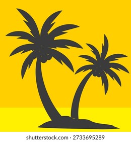 Ilustración de árbol de coco. Diseño de árbol de coco de estilo plano. Silueta del árbol de coco del tema de verano palm tree.beach.coconut