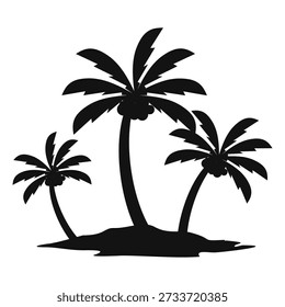 Ilustración de árbol de coco. Diseño de árbol de coco de estilo plano. Silueta del árbol de coco del tema de verano palm tree.beach.coconut