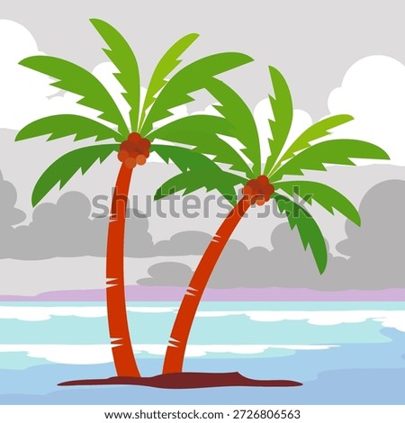 Coconut tree illustration. Flat style coconut tree design. Summer theme palm tree.beach.