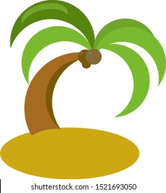 Coconut tree, illustration, vector on white background.
