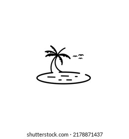 coconut tree lake and bird vector image, can be use on all media because made with high resolution