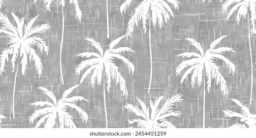 Coconut tree Leaves Watercolor Seamless Pattern. Branch with Leaves Ornamental Texture. Floral Seamless Stroke. Branch Background. 