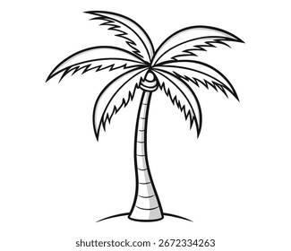 Arte de la línea del árbol de coco sobre fondo blanco