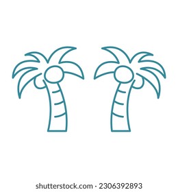 Coconut tree line drawing, summer vector illustration