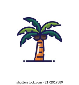 Lineares Coconut-Tree-Symbol Vektorgrafik - Sommerurlaubssymbol
