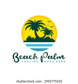 diseño del logotipo de los cocoteros con vistas a la playa