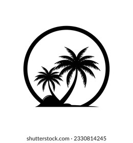Coconut Tree Logo Design, Beach Plant Vector, Palm Tree Summer, Illustration Template