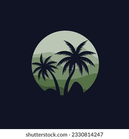 Coconut Tree Logo Design, Beach Plant Vector, Palm Tree Summer, Illustration Template