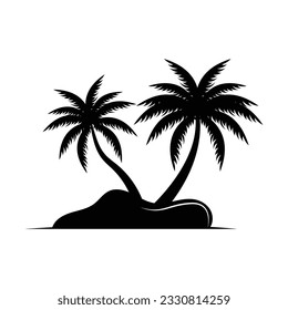 Coconut Tree Logo Design, Beach Plant Vector, Palm Tree Summer, Illustration Template