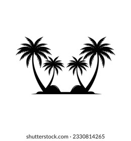 Diseño del logotipo del árbol de coco, vector de la planta de playa, verano del árbol de palmas, plantilla de ilustración