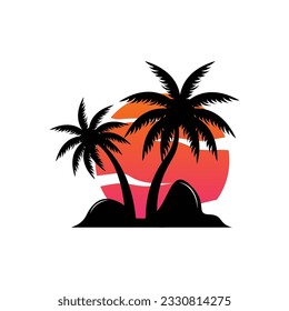 Coconut Tree Logo Design, Beach Plant Vector, Palm Tree Summer, Illustration Template