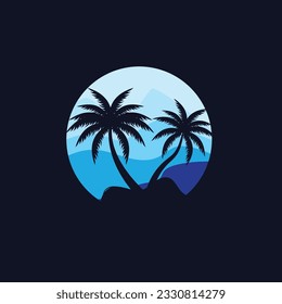 Coconut Tree Logo Design, Beach Plant Vector, Palm Tree Summer, Illustration Template