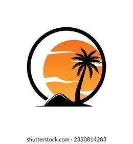 Coconut Tree Logo Design, Beach Plant Vector, Palm Tree Summer, Illustration Template