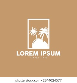 Coconut Tree Logo Design, Beach Plant Vector, Palm Tree Summer, Illustration Template