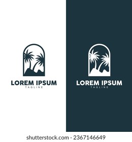 Diseño del logotipo del árbol de coco, vector de la planta de playa, verano del árbol de palmas, plantilla de ilustración