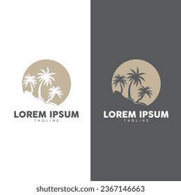 Coconut Tree Logo Design, Beach Plant Vector, Palm Tree Summer, Illustration Template