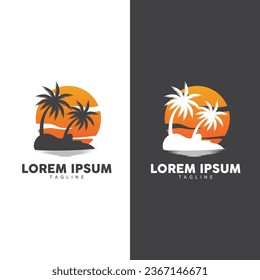 Coconut Tree Logo Design, Beach Plant Vector, Palm Tree Summer, Illustration Template