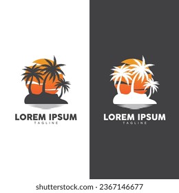 Coconut Tree Logo Design, Beach Plant Vector, Palm Tree Summer, Illustration Template
