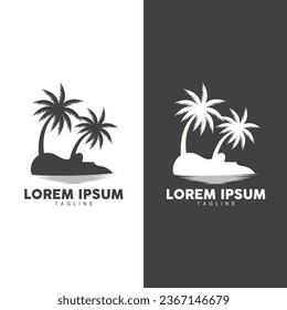 Coconut Tree Logo Design, Beach Plant Vector, Palm Tree Summer, Illustration Template