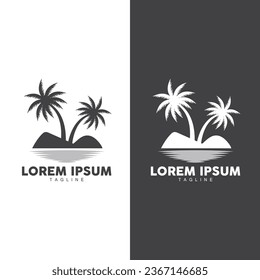 Diseño del logotipo del árbol de coco, vector de la planta de playa, verano del árbol de palmas, plantilla de ilustración