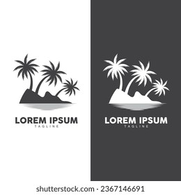 Diseño del logotipo del árbol de coco, vector de la planta de playa, verano del árbol de palmas, plantilla de ilustración