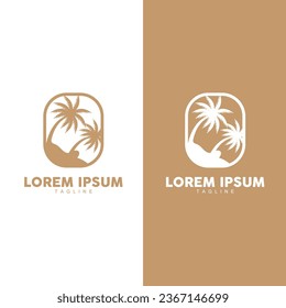 Coconut Tree Logo Design, Beach Plant Vector, Palm Tree Summer, Illustration Template