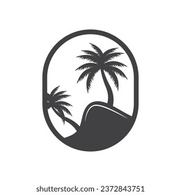 Coconut Tree Logo Design, Beach Plant Vector, Palm Tree Summer, Illustration Template
