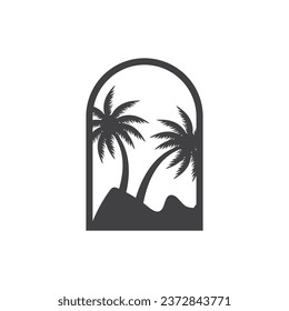 Diseño del logotipo del árbol de coco, vector de la planta de playa, verano del árbol de palmas, plantilla de ilustración