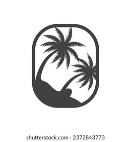 Coconut Tree Logo Design, Beach Plant Vector, Palm Tree Summer, Illustration Template