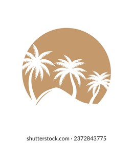 Coconut Tree Logo Design, Beach Plant Vector, Palm Tree Summer, Illustration Template