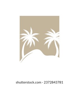 Diseño del logotipo del árbol de coco, vector de la planta de playa, verano del árbol de palmas, plantilla de ilustración