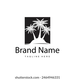 Coconut Tree Logo Design, Beach Plant Vector, Palm Tree Summer, Illustration Template