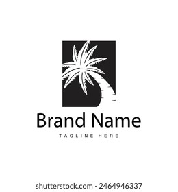 Coconut Tree Logo Design, Beach Plant Vector, Palm Tree Summer, Illustration Template
