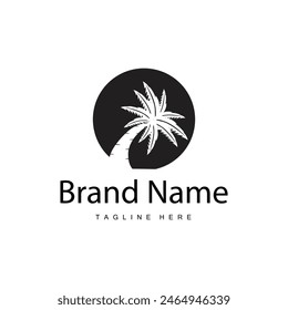Coconut Tree Logo Design, Beach Plant Vector, Palm Tree Summer, Illustration Template