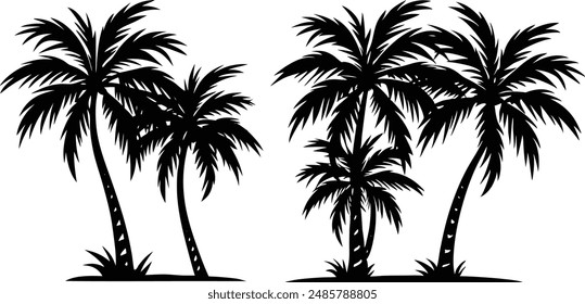 Coconut Tree Logo Design Beach Plant Vector Palm Tree Summer vintage Illustration 
