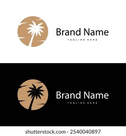 Coconut Tree Logo Design, Beach Plant Vector, Palm Tree Summer, Illustration Template