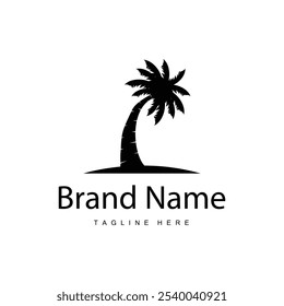 Design de logotipo de coqueiro, vetor de planta de praia, verão palmeira, modelo de ilustração