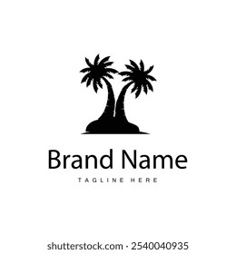 Coconut Tree Logo Design, Beach Plant Vector, Palm Tree Summer, Illustration Template