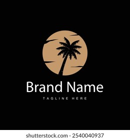 Design de logotipo de coqueiro, vetor de planta de praia, verão palmeira, modelo de ilustração