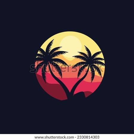 Coconut Tree Logo Design, Beach Plant Vector, Palm Tree Summer, Illustration Template